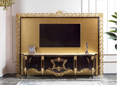 TV stand sideboard RTV lowboard wood gold living room table luxury